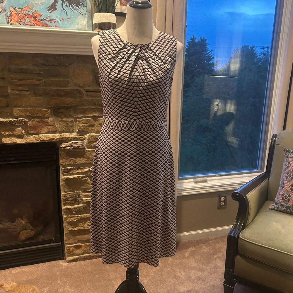 Silk A-Line Tory Burch Navy and Cream Shift Dress